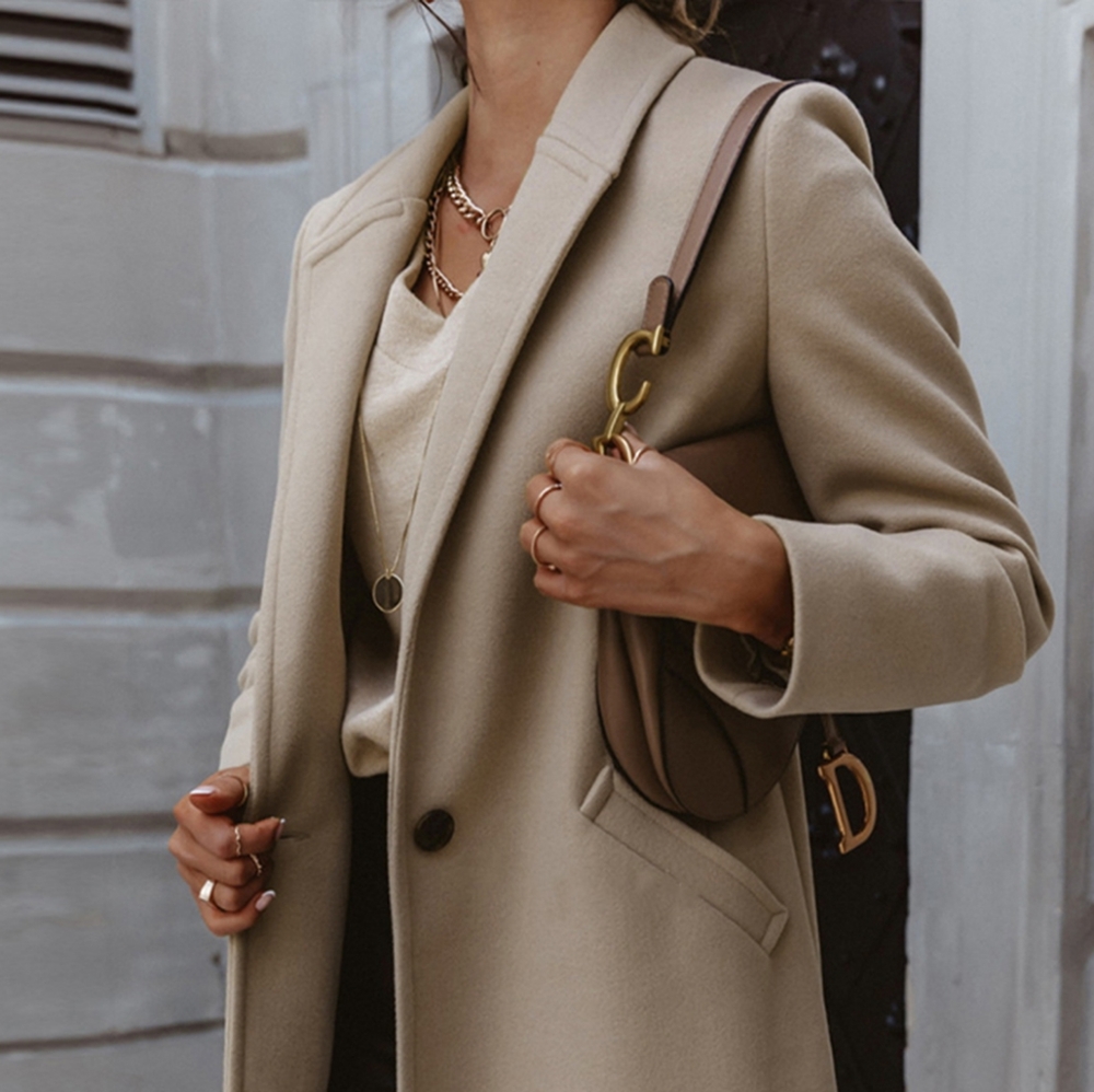 Timeless Elegance Longline Coat - Tan - Picture 3 of 5
